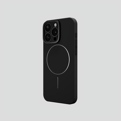 CamSafe –  Black Minimal phone case with Kickstand & LensGuard for iPhone 15 pro