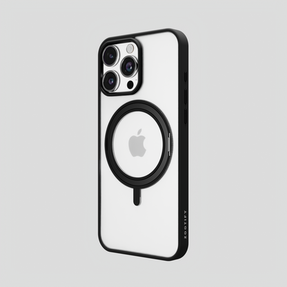 Orbit Grip – Black 360° Tactile O-Stand Clear transparent Case for iPhone 16 pro max