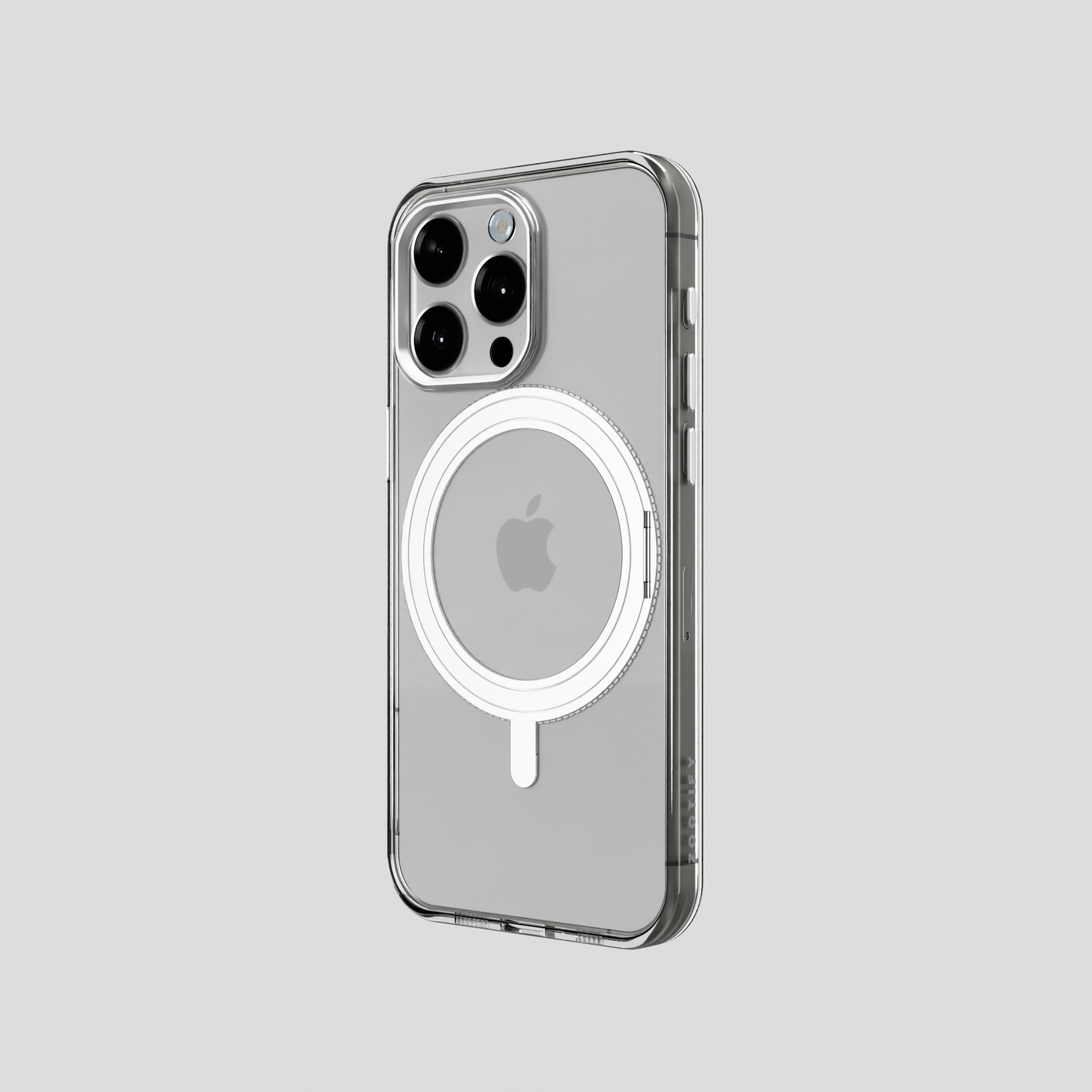 Orbit Grip –   Clear Silver 360° Tactile O-Stand Clear transparent Case for iPhone 15 pro