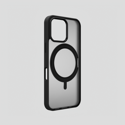 Orbit Grip –  Black 360° Tactile O-Stand Clear transparent Case for iPhone 16 pro