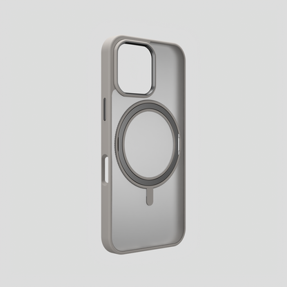 Orbit Grip –  Grey 360° Tactile O-Stand Clear transparent Case for iPhone 16 pro