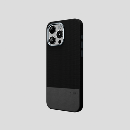 ForgeCraft – Black Vintage Leather Grip Case for iPhone 15 pro
