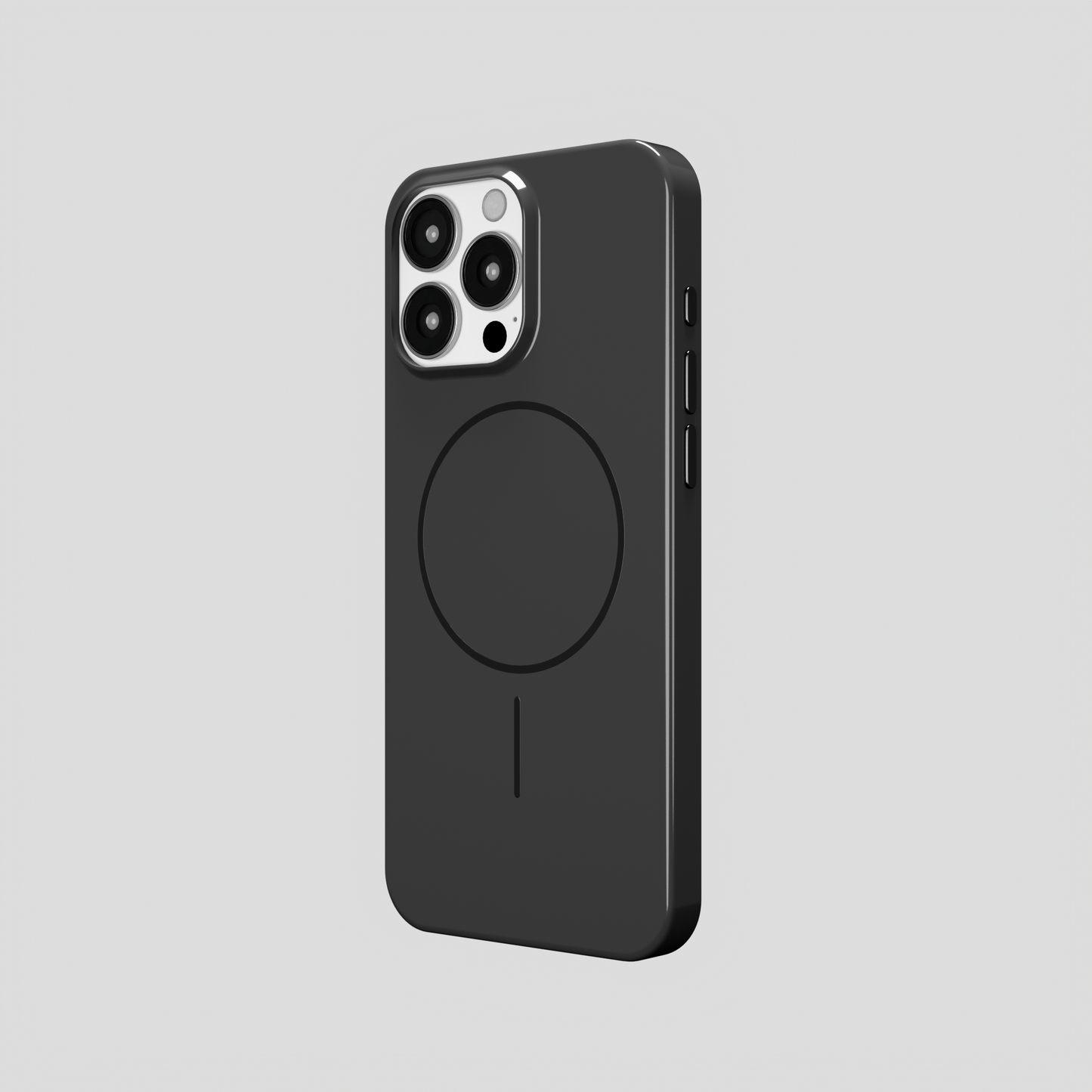 GlossCraft – Black Classic Glossy Magsafe Phone Case for iPhone 16 pro