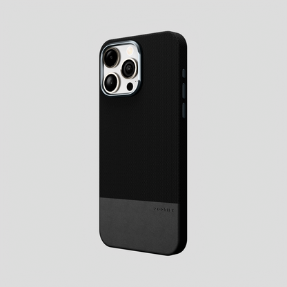 ForgeCraft –  Black Vintage Leather Grip Case for iPhone 15 pro max