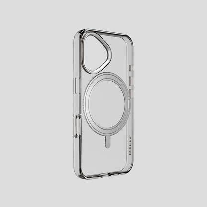Orbit Grip –  Clear-Silver 360° Tactile O-Stand Clear Transparent Case for iPhone 16