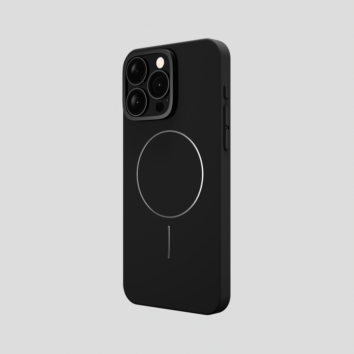 CamSafe – Black Minimal phone case with Kickstand & LensGuard for iPhone 15 pro max