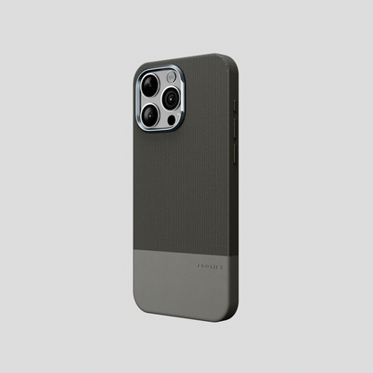 ForgeCraft – Titanium Gray Vintage Leather Grip Case for iPhone 15 pro