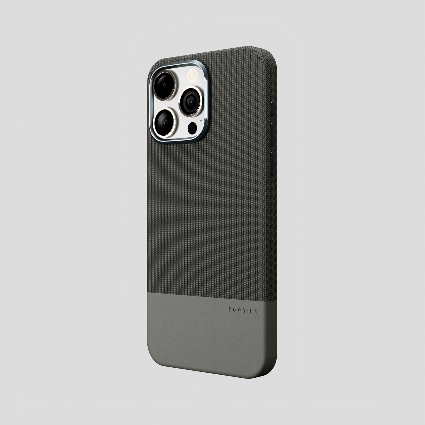 ForgeCraft – Titanium Gray Vintage Leather Grip Case for iPhone 15 pro max