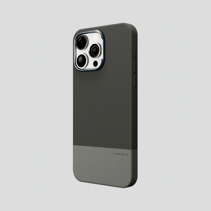 ForgeCraft – Titanium Gray Vintage Leather Grip Case for iPhone 15 pro max