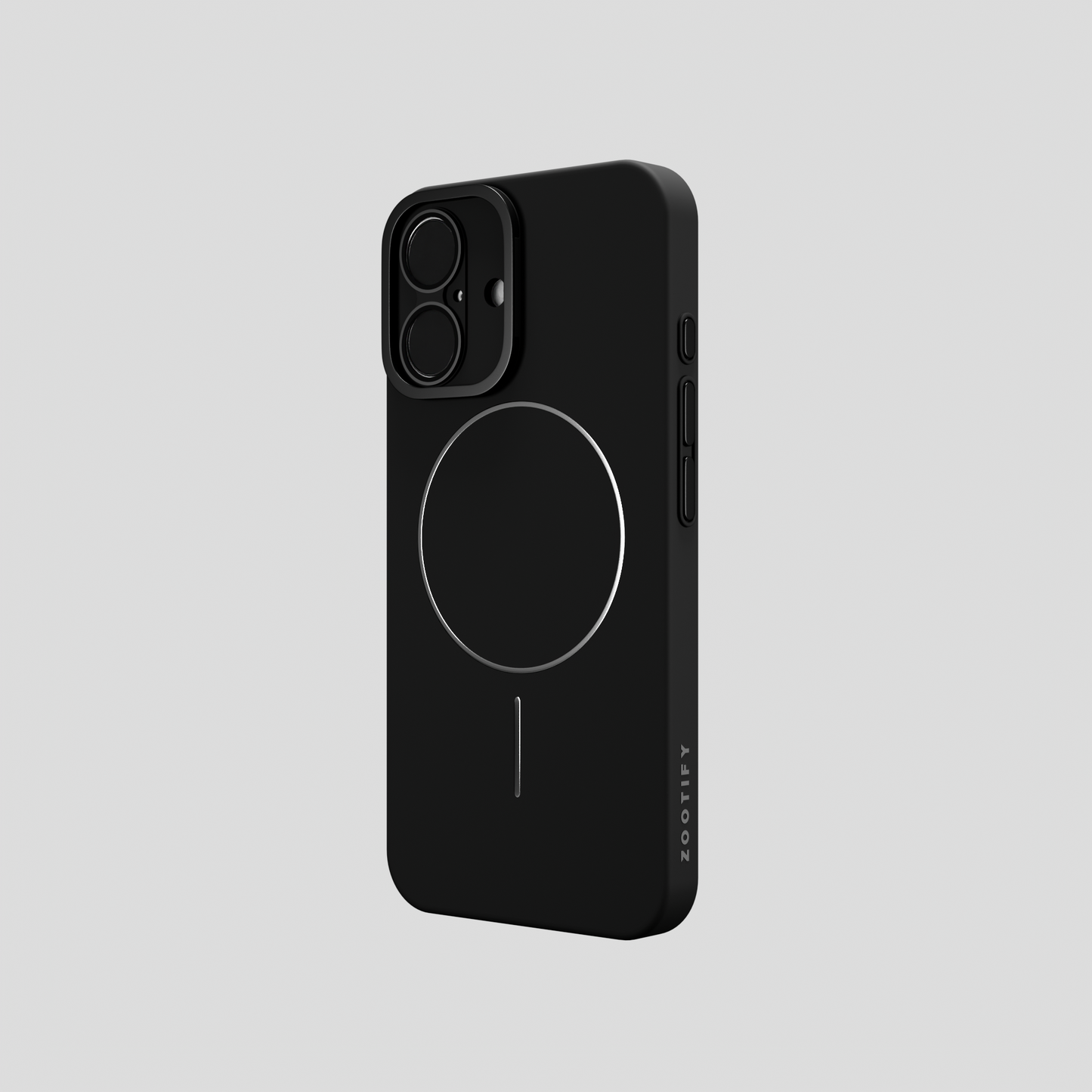 CamSafe –  Black Minimal phone case with Kickstand & LensGuard for iPhone 16