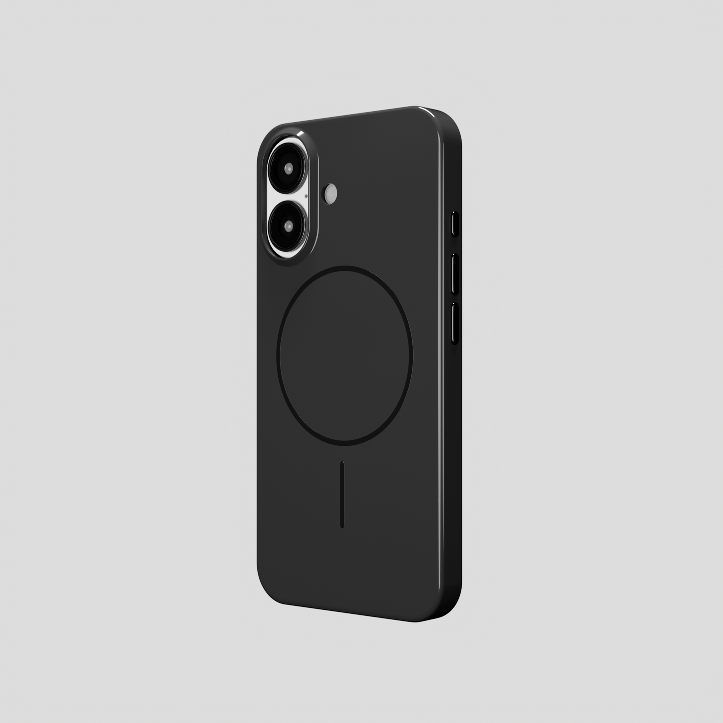 GlossCraft –  Black Classic Glossy Magsafe Phone Case for iPhone 16