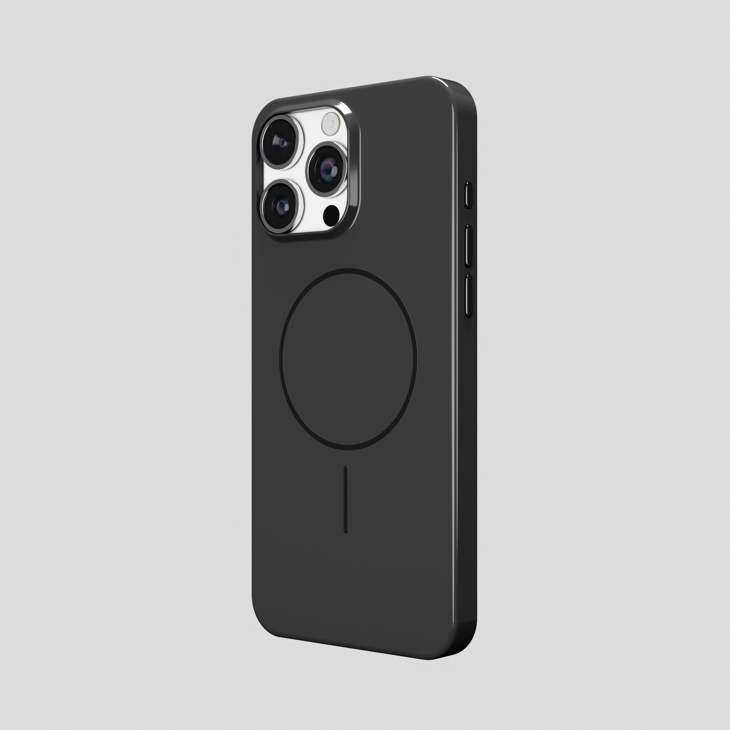 GlossCraft –  Black Classic Glossy Magsafe Phone Case for iPhone 16 pro max