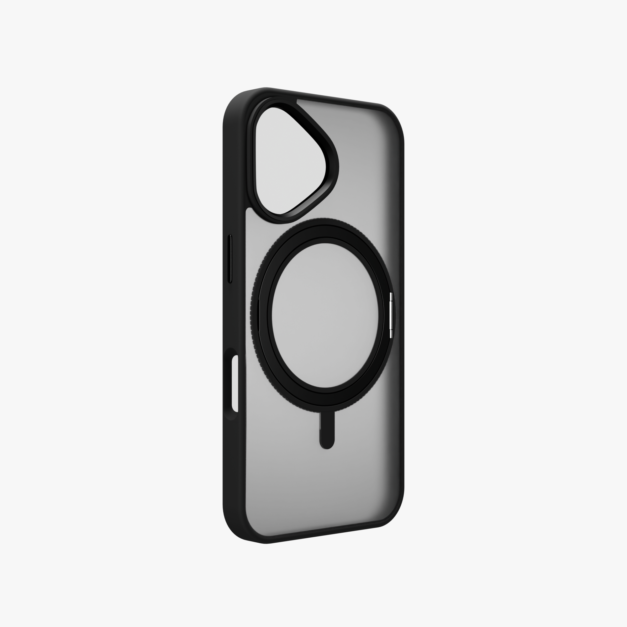 Orbit Grip –  Black 360° Tactile O-Stand Clear Transparent Case for iPhone 16