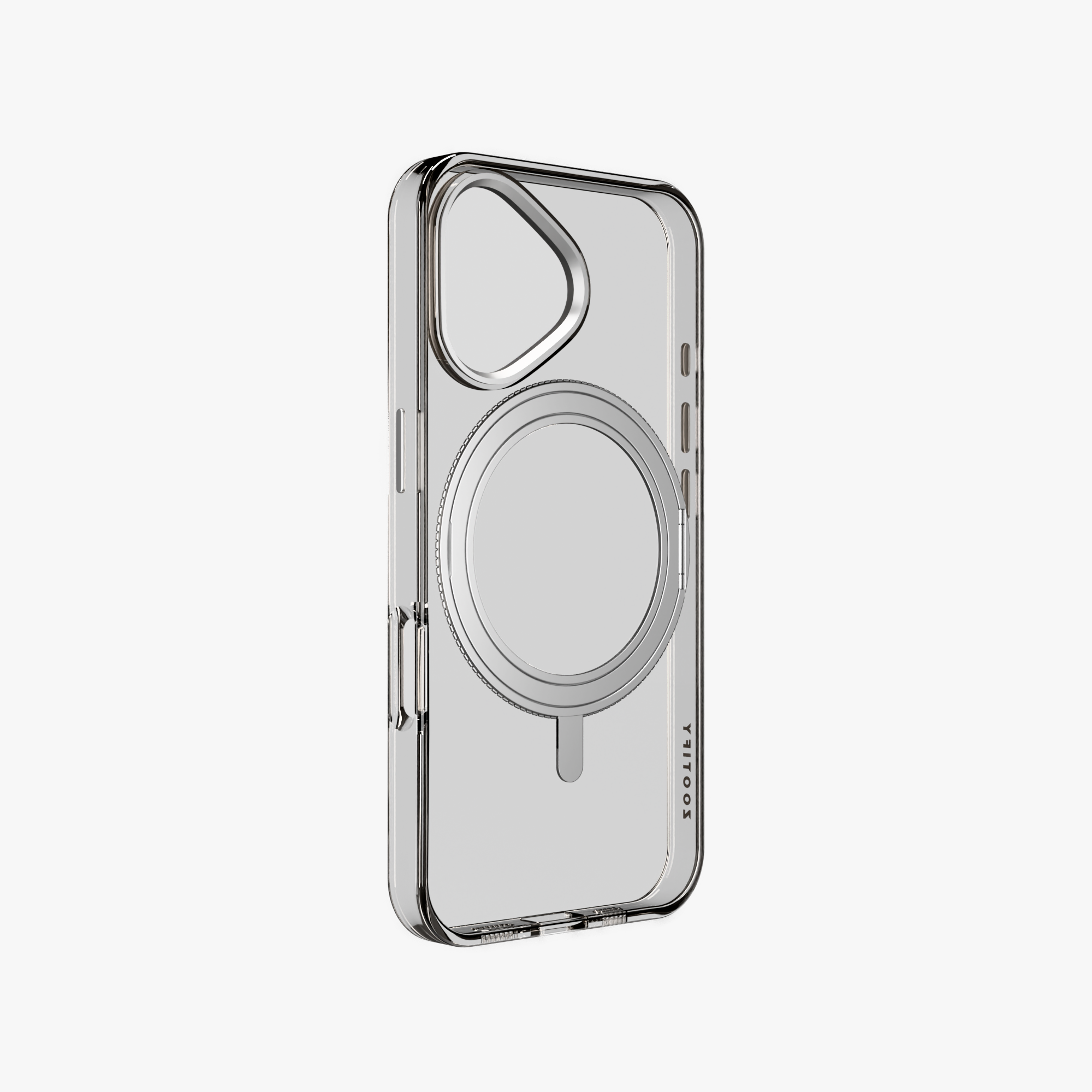 Orbit Grip –  Clear-Silver 360° Tactile O-Stand Clear Transparent Case for iPhone 16
