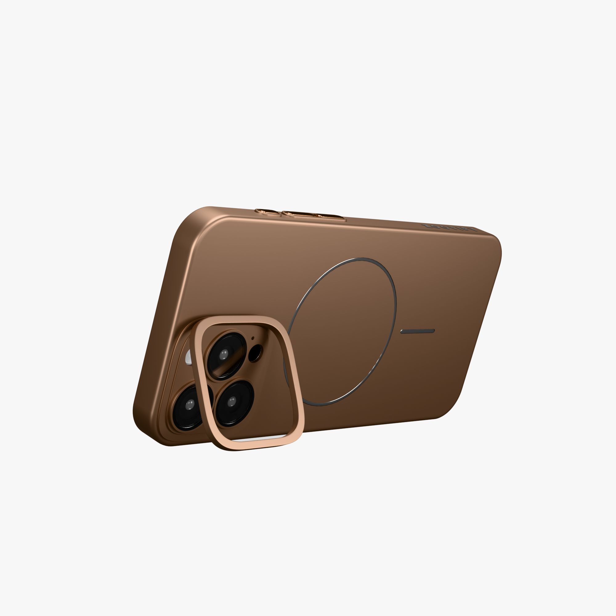 CamSafe – Brown Minimal phone case with Kickstand & LensGuard for iPhone 16 pro