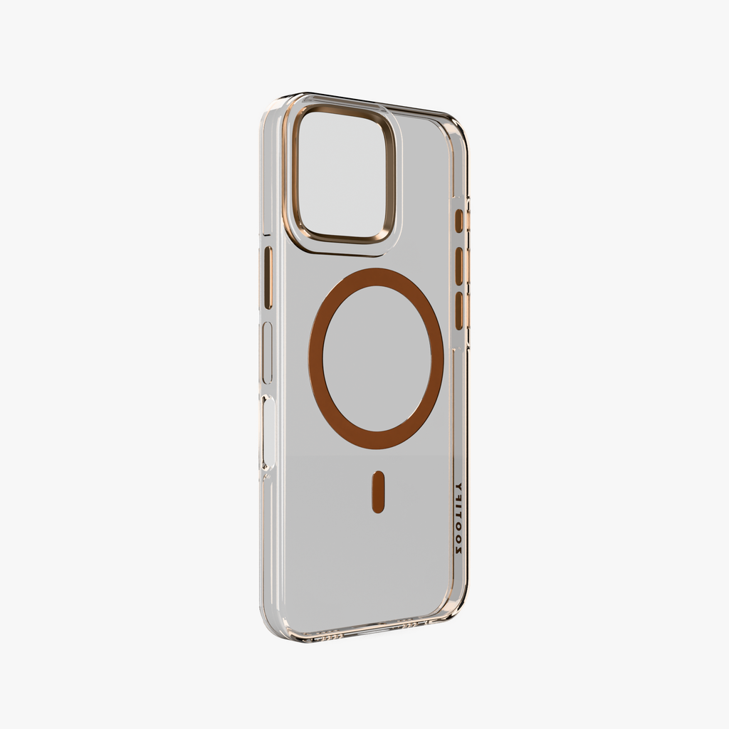 Crystal Flux – Brown Transparent Magnetic Case for iPhone 16 pro
