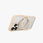 Orbit Grip –  Brown 360° Tactile O-Stand Clear transparent Case for iPhone 16 pro