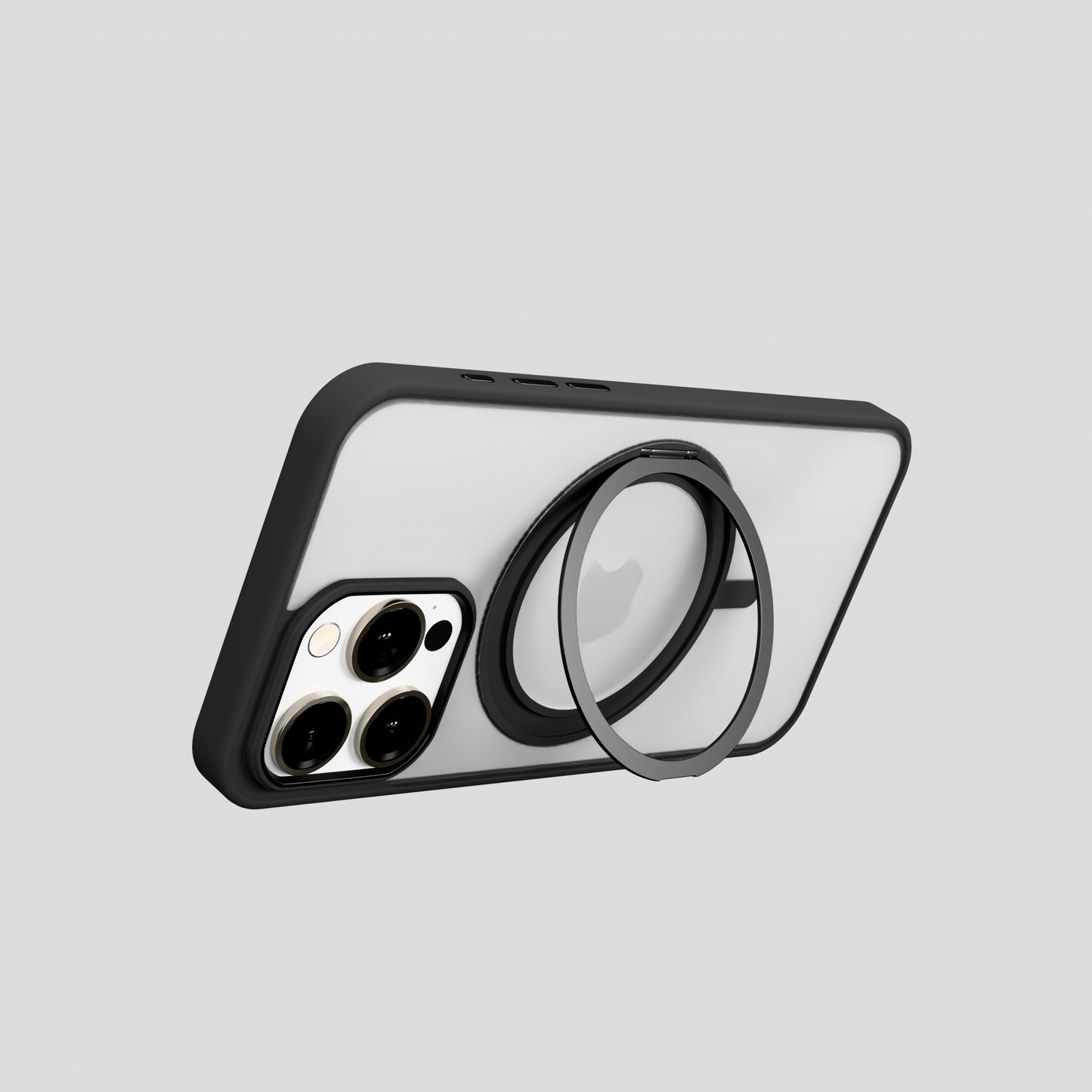 Orbit Grip – 360° Tactile O-Stand Clear transparent Case for iPhone 15 pro max