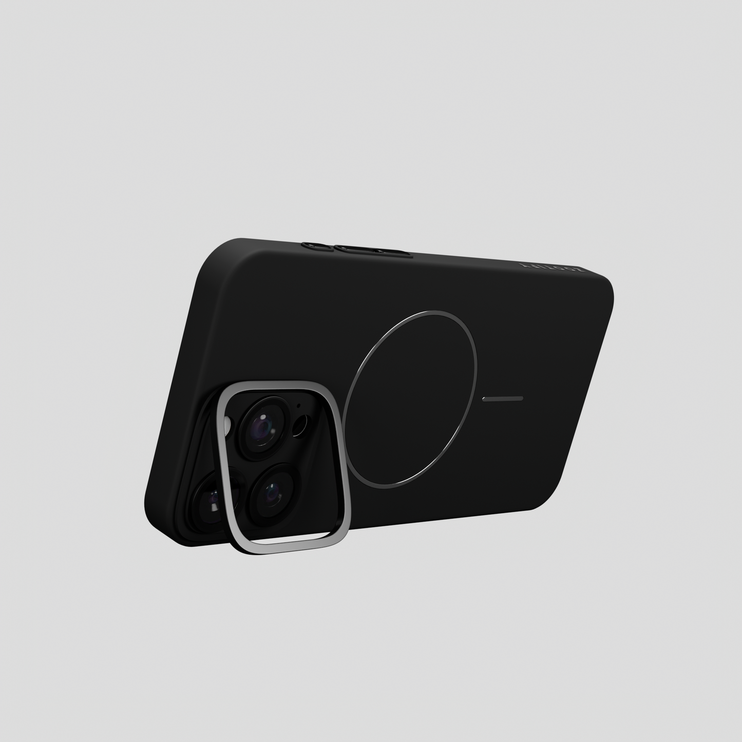 CamSafe – Black Minimal phone case with Kickstand & LensGuard for iPhone 16 pro max
