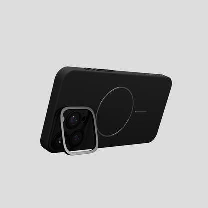 CamSafe – Black Minimal phone case with Kickstand & LensGuard for iPhone 16 pro max