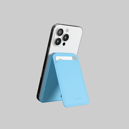 MagSafe Wallet –  Sky Blue Premium Leatherite Slim Card Holder with Stand