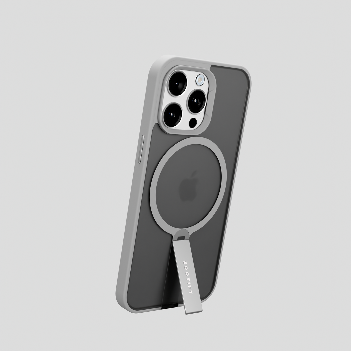 FroStand – Titanium Grey Matte MagSafe T-Stand Case for iPhone 15 pro