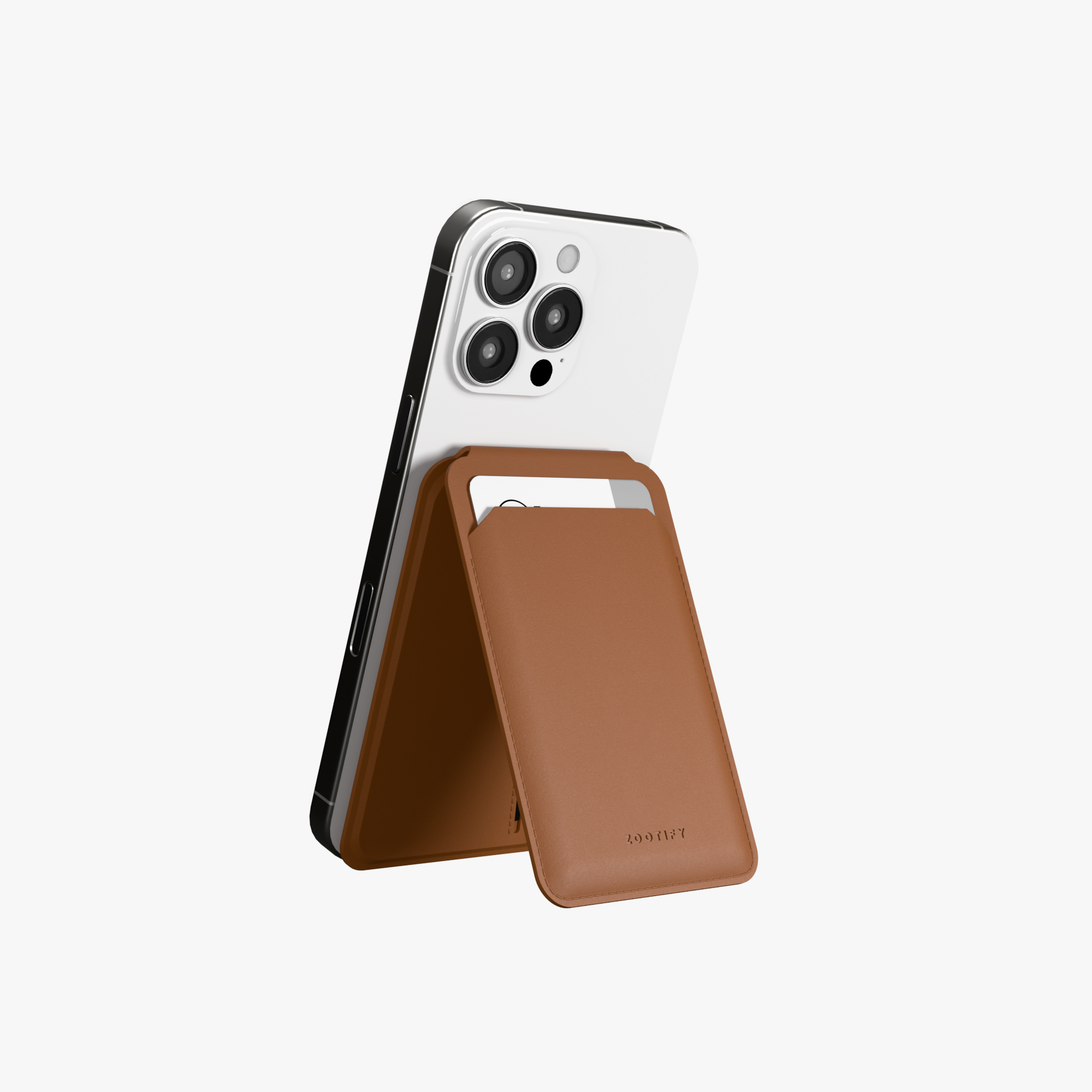 MagSafe Wallet – Brown Premium Leatherite Slim Card Holder with Stand