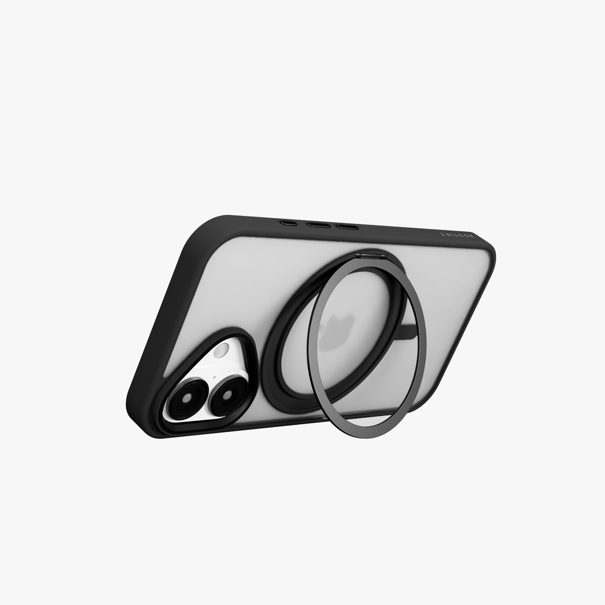 Orbit Grip –  Black 360° Tactile O-Stand Clear Transparent Case for iPhone 16