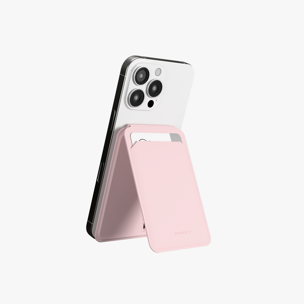 MagSafe Wallet – Pink Premium Leatherite Slim Card Holder with Stand