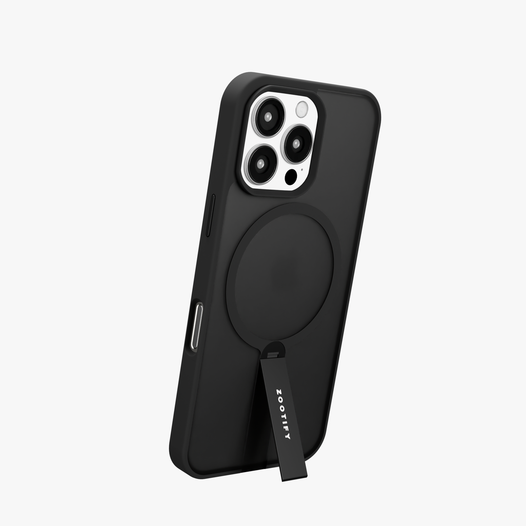 FroStand – Black Matte MagSafe T-Stand Case for iPhone 16 pro