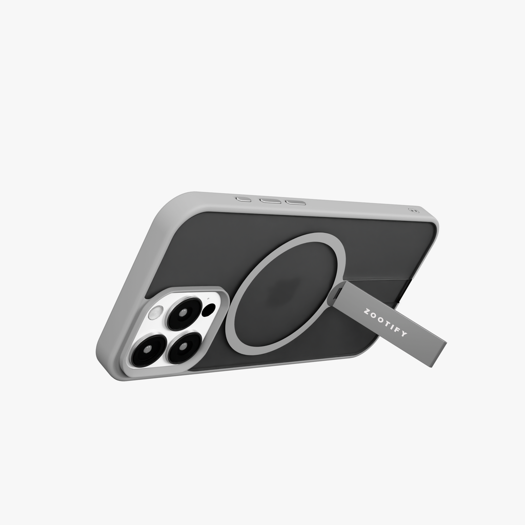 FroStand – Titanium Grey Matte MagSafe T-Stand Case for iPhone 16 pro