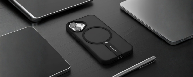 FroStand – Black Matte MagSafe T-Stand Case for iPhone 16 mobile banner 2
