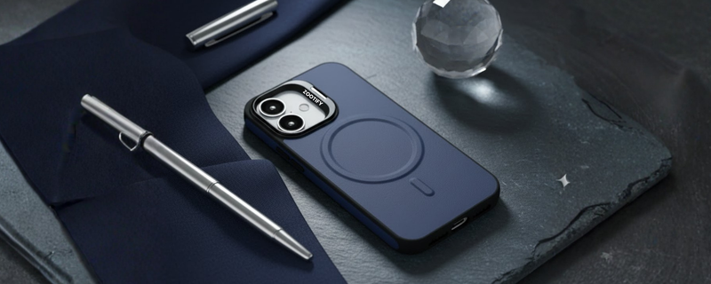 PrimoEdge – Blue Luxe Leather Design Magsafe Case for iPhone 16 mobile banner 1
