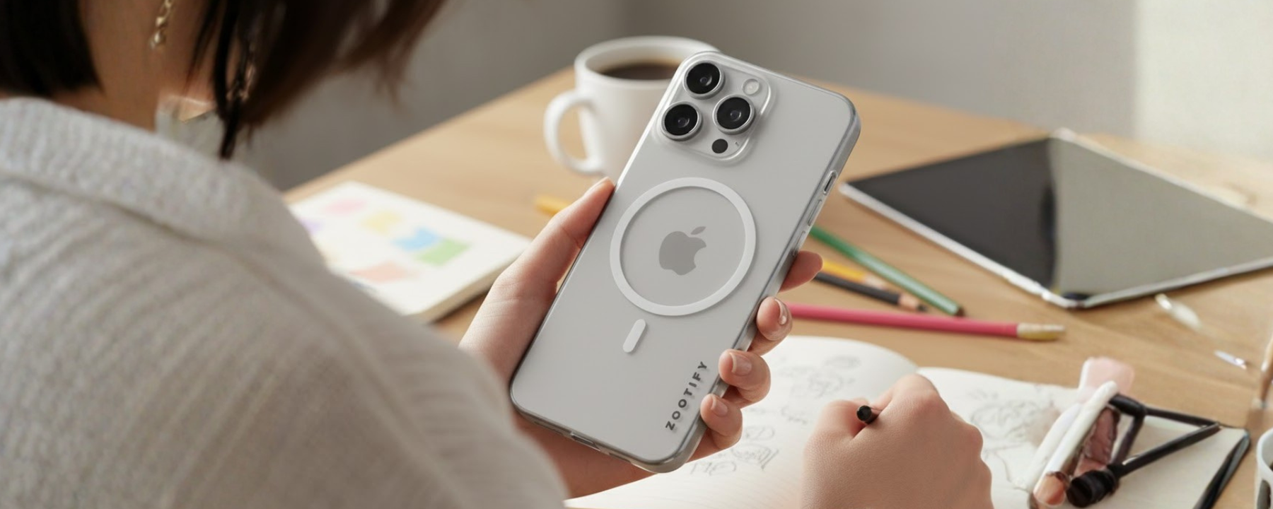 Textura – White PaperFeel MagSafe Case for iPhone 16 pro max banner 2