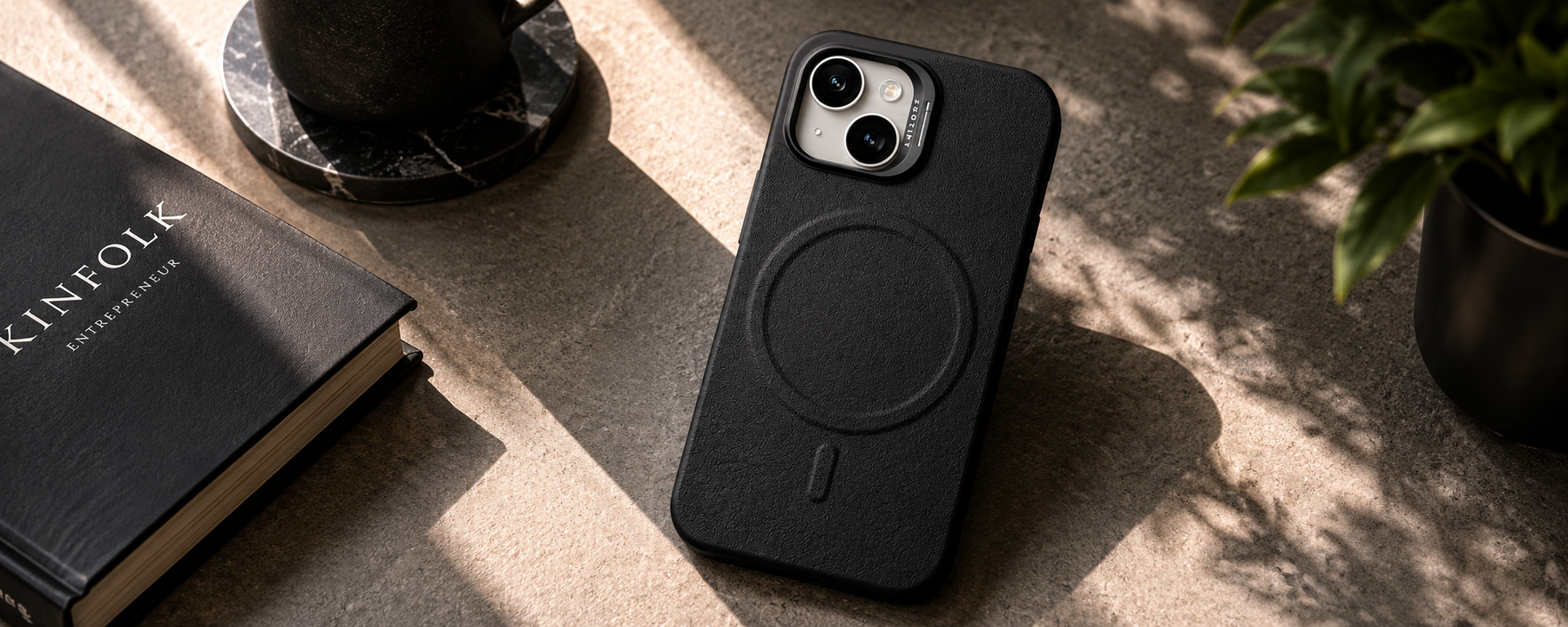 PrimoEdge – Black Luxe Leather design Magsafe case for iPhone 15 banner 2
