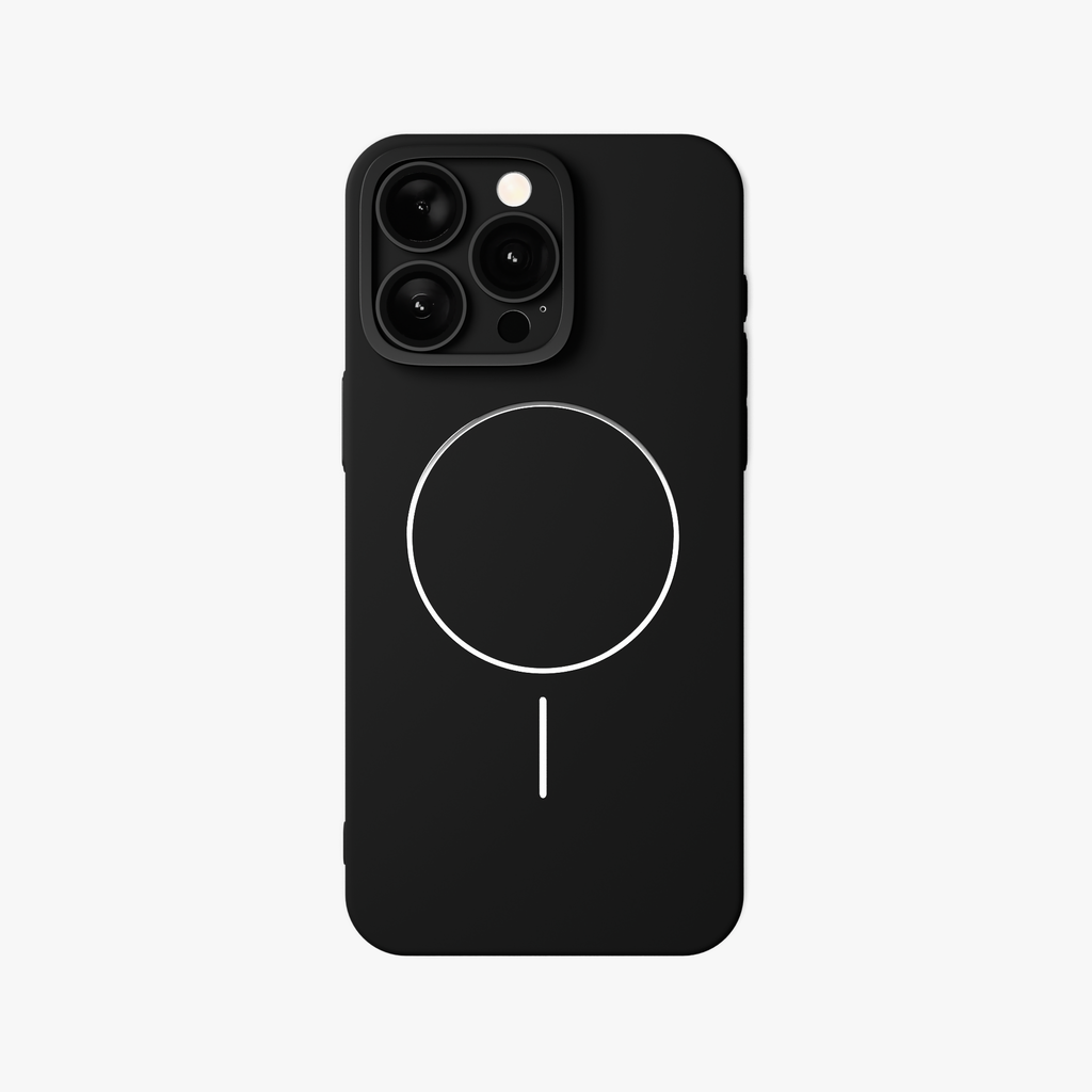 CamSafe – Black Minimal phone case with Kickstand & LensGuard for iPhone 15 pro max