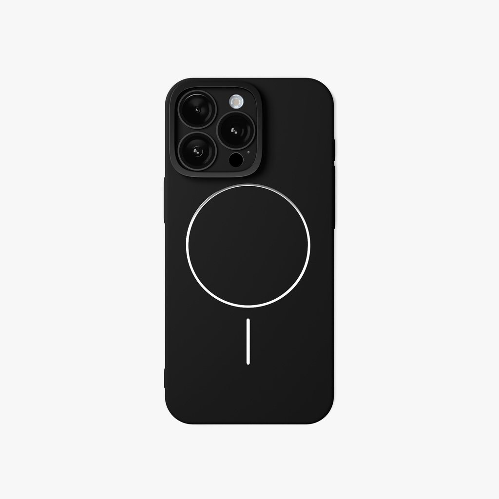 CamSafe –  Black Minimal phone case with Kickstand & LensGuard for iPhone 15 pro