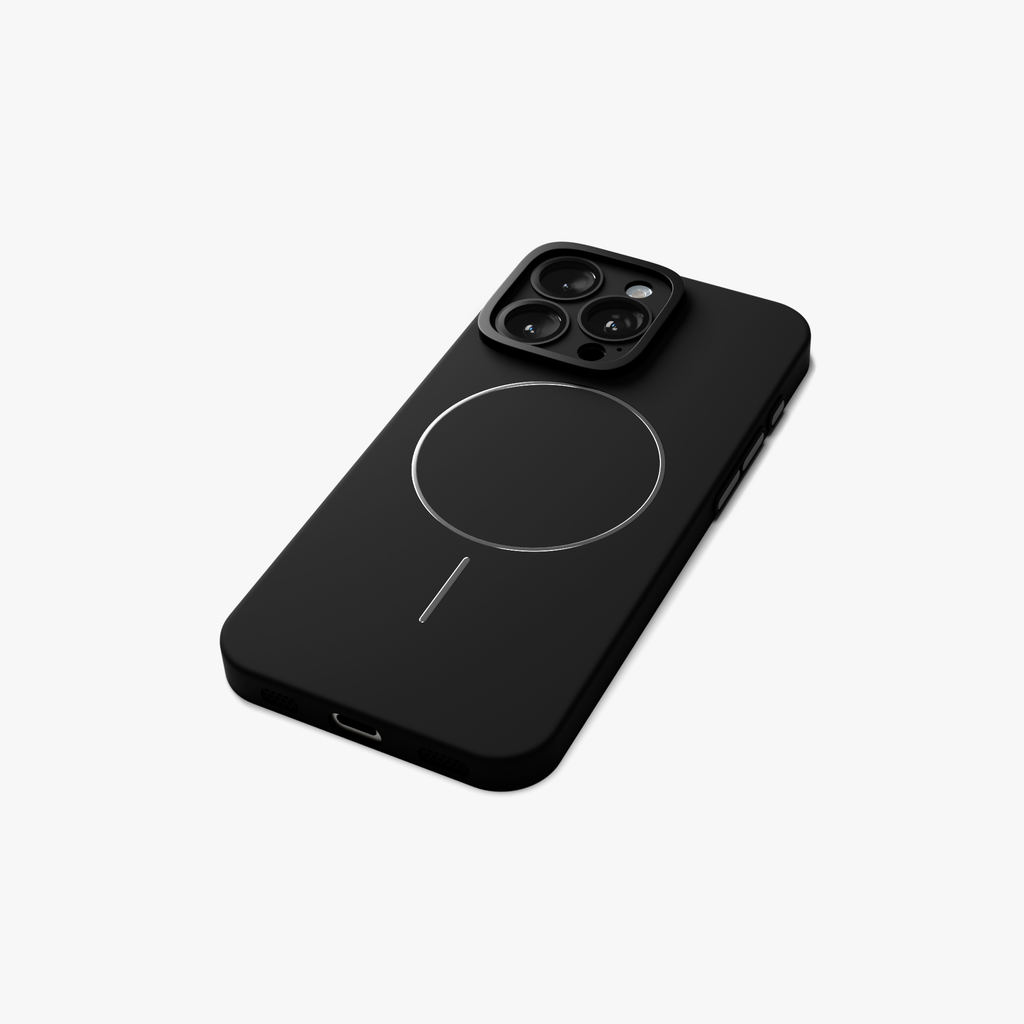 CamSafe –  Black Minimal phone case with Kickstand & LensGuard for iPhone 15 pro