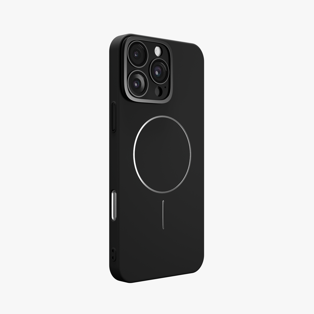 CamSafe – Black Minimal phone case with Kickstand & LensGuard for iPhone 16 pro max