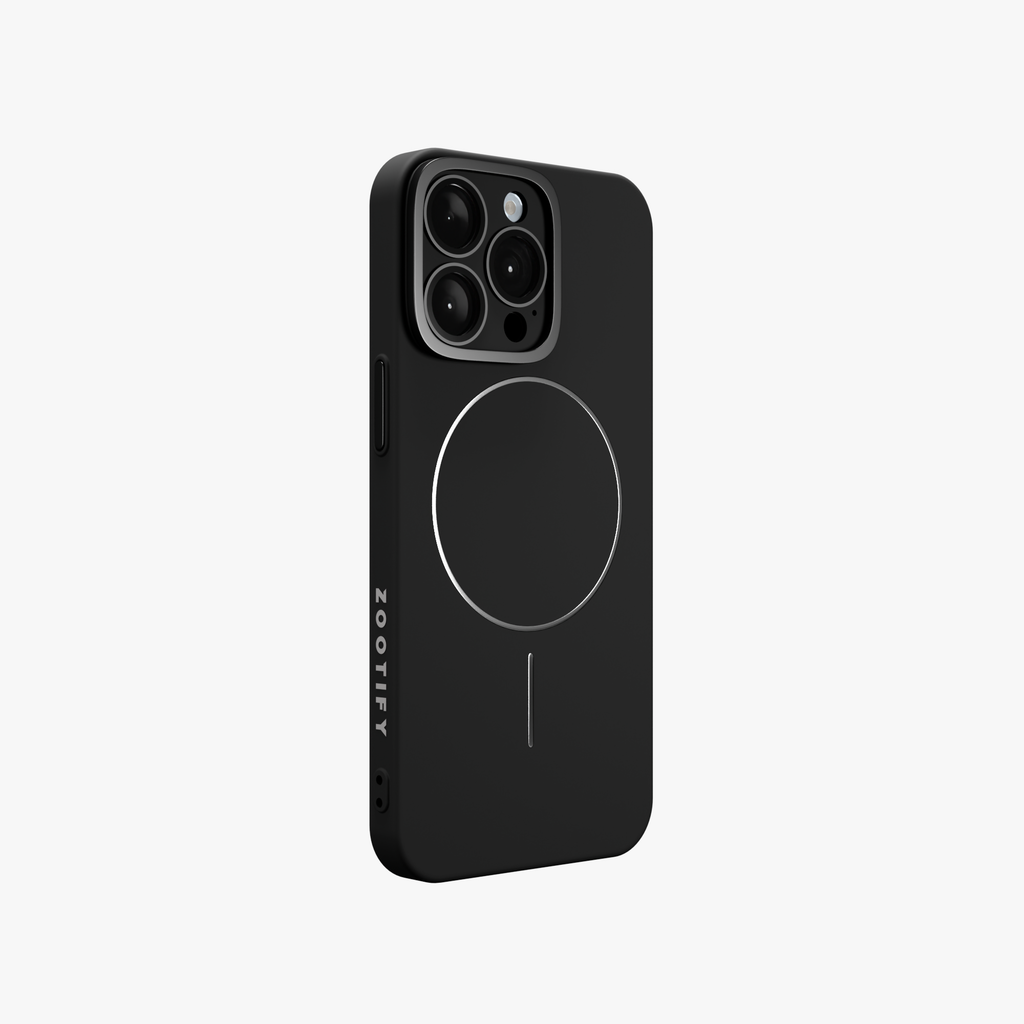 CamSafe –  Black Minimal phone case with Kickstand & LensGuard for iPhone 15 pro