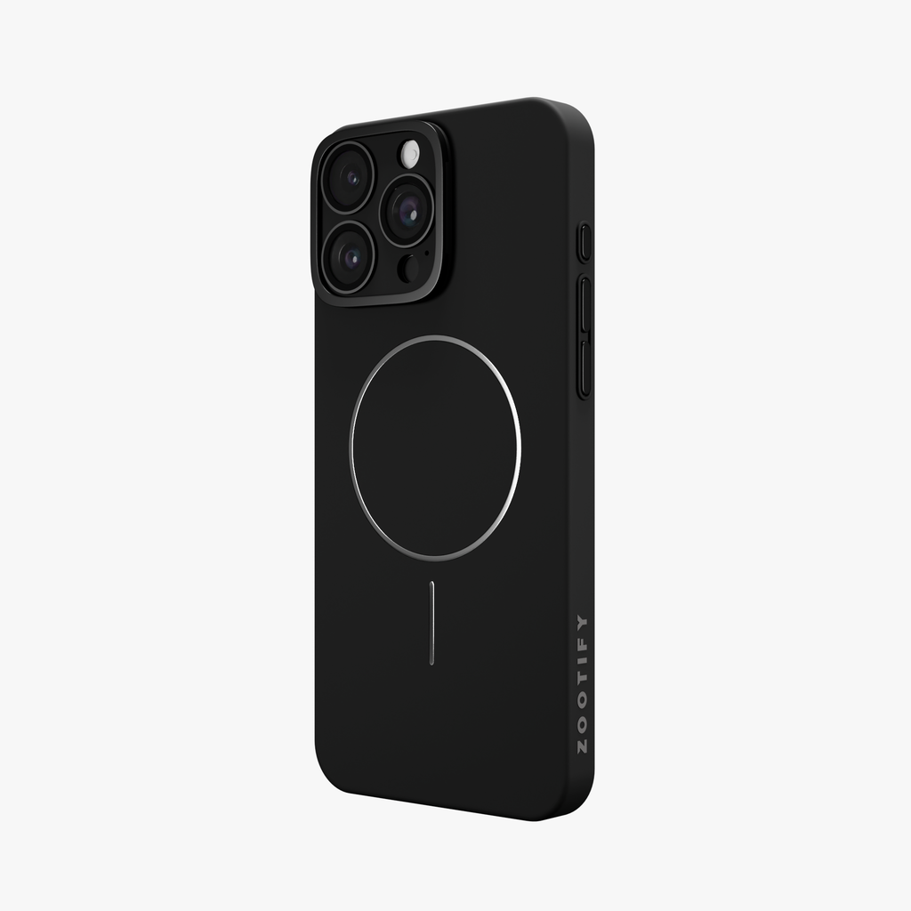 CamSafe – Black Minimal phone case with Kickstand & LensGuard for iPhone 16 pro max