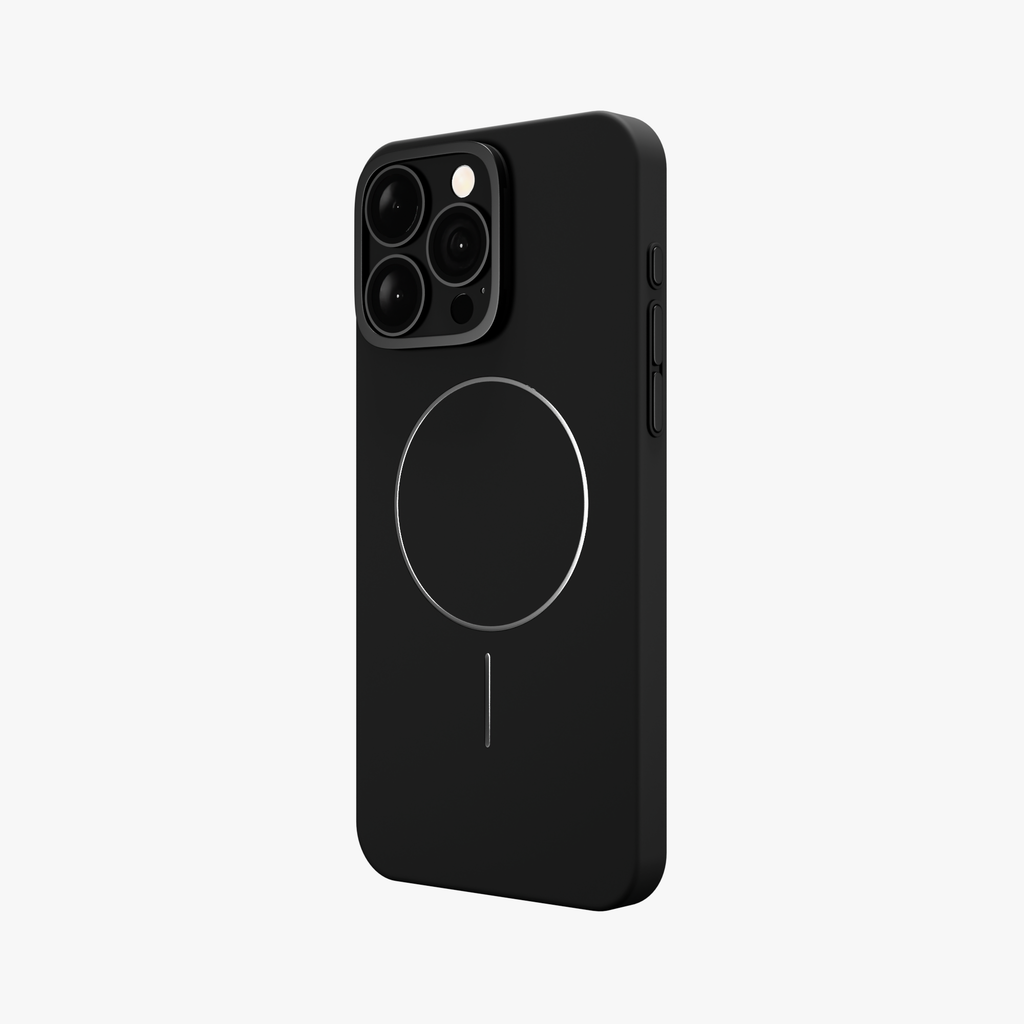 CamSafe – Black Minimal phone case with Kickstand & LensGuard for iPhone 15 pro max