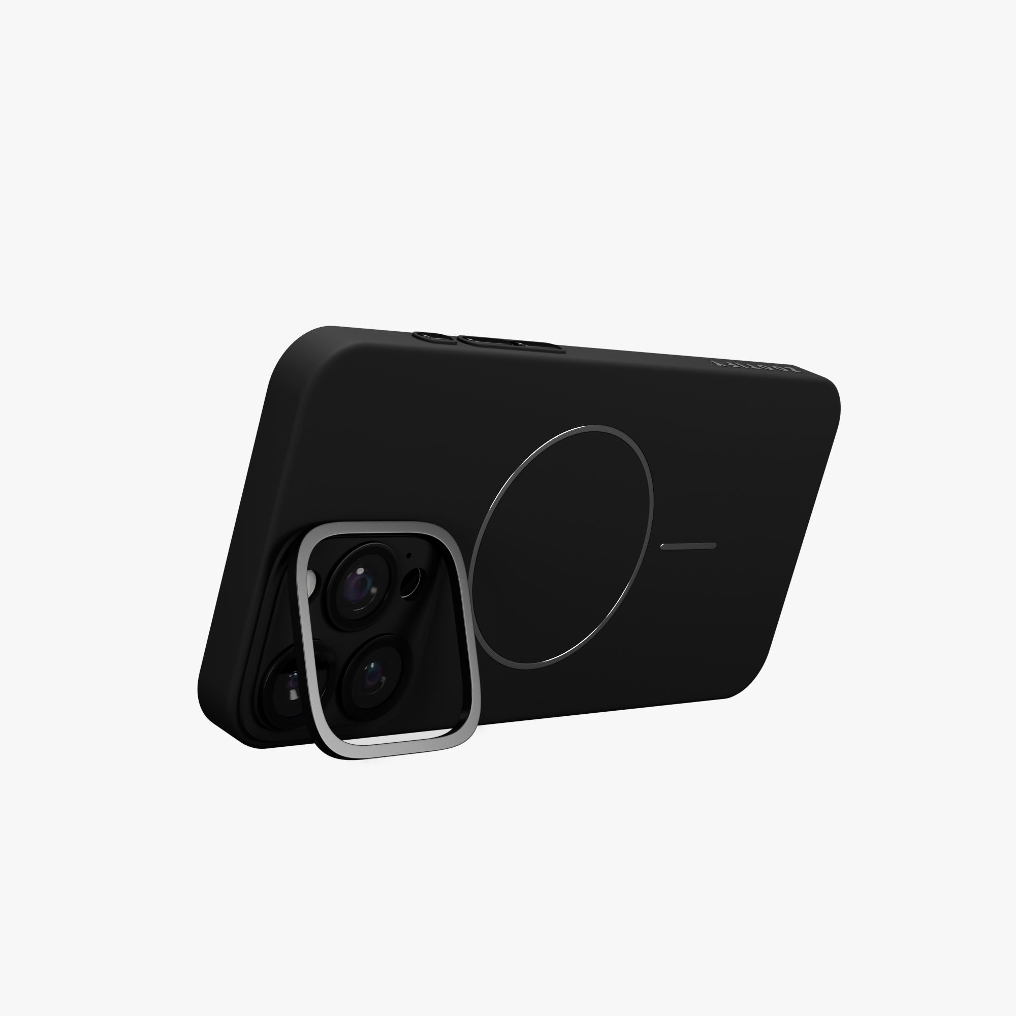 CamSafe – Black Minimal phone case with Kickstand & LensGuard for iPhone 16 pro max
