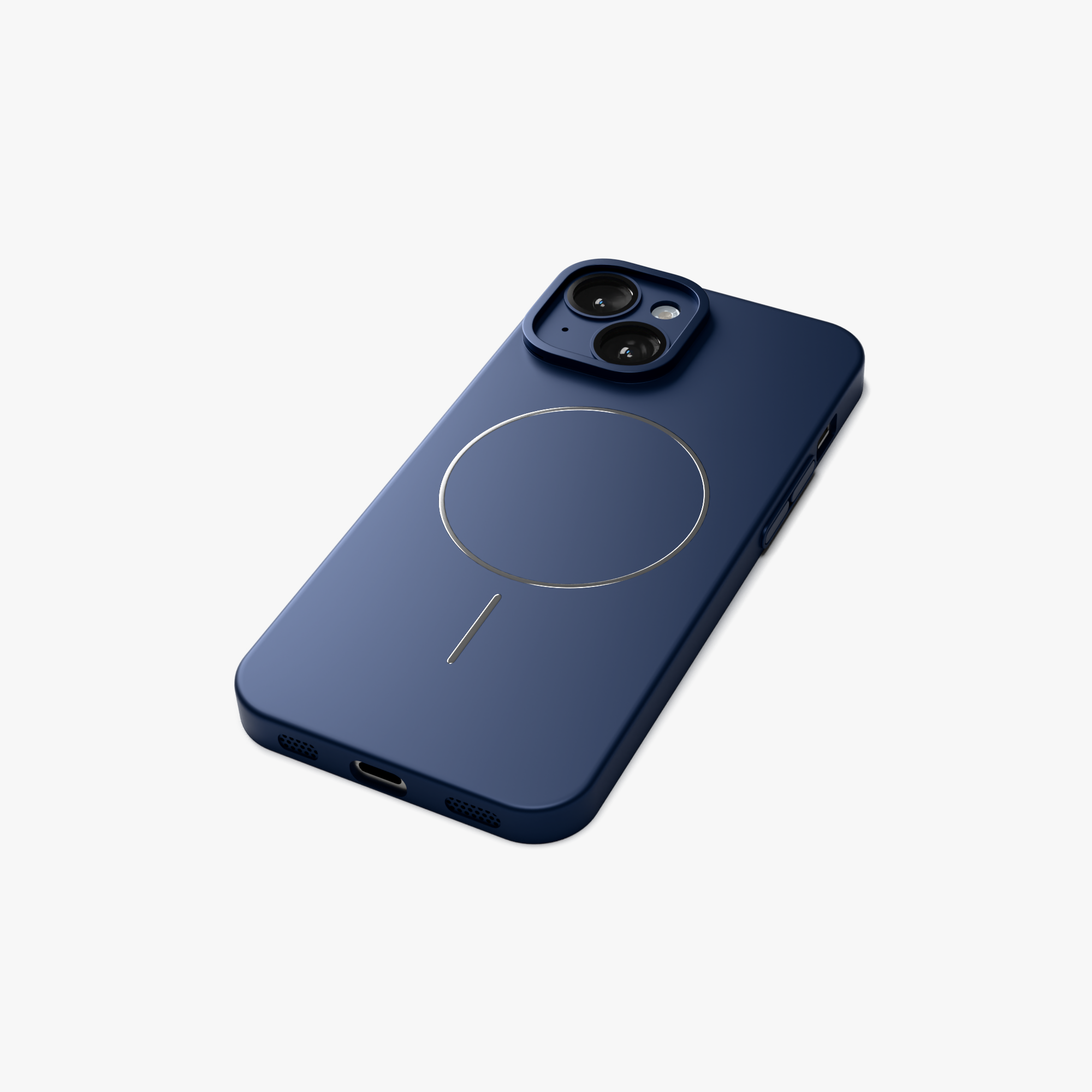 CamSafe – Blue Minimal phone case with Kickstand & LensGuard for iPhone 15