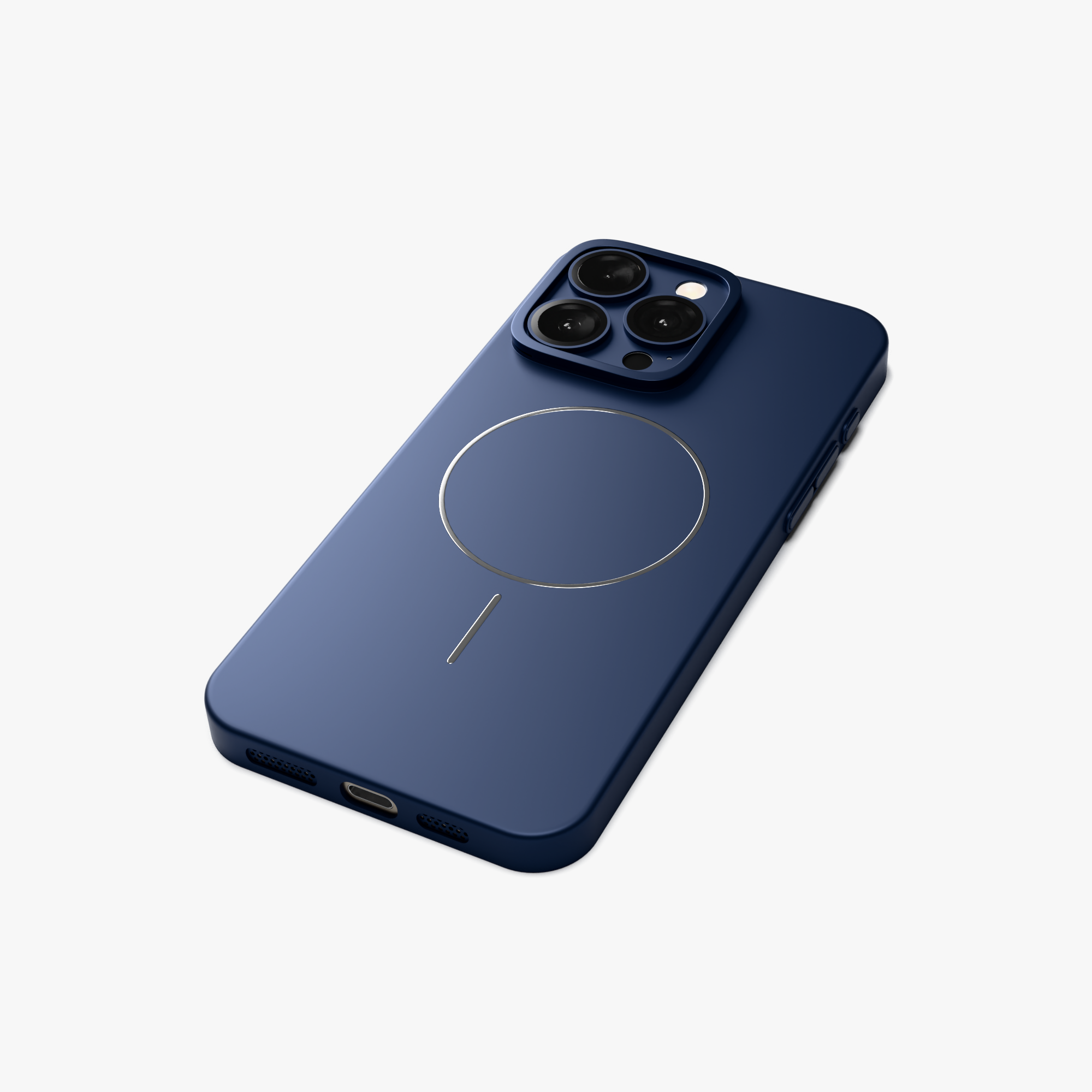 CamSafe – Blue Minimal phone case with Kickstand & LensGuard for iPhone 15 pro max