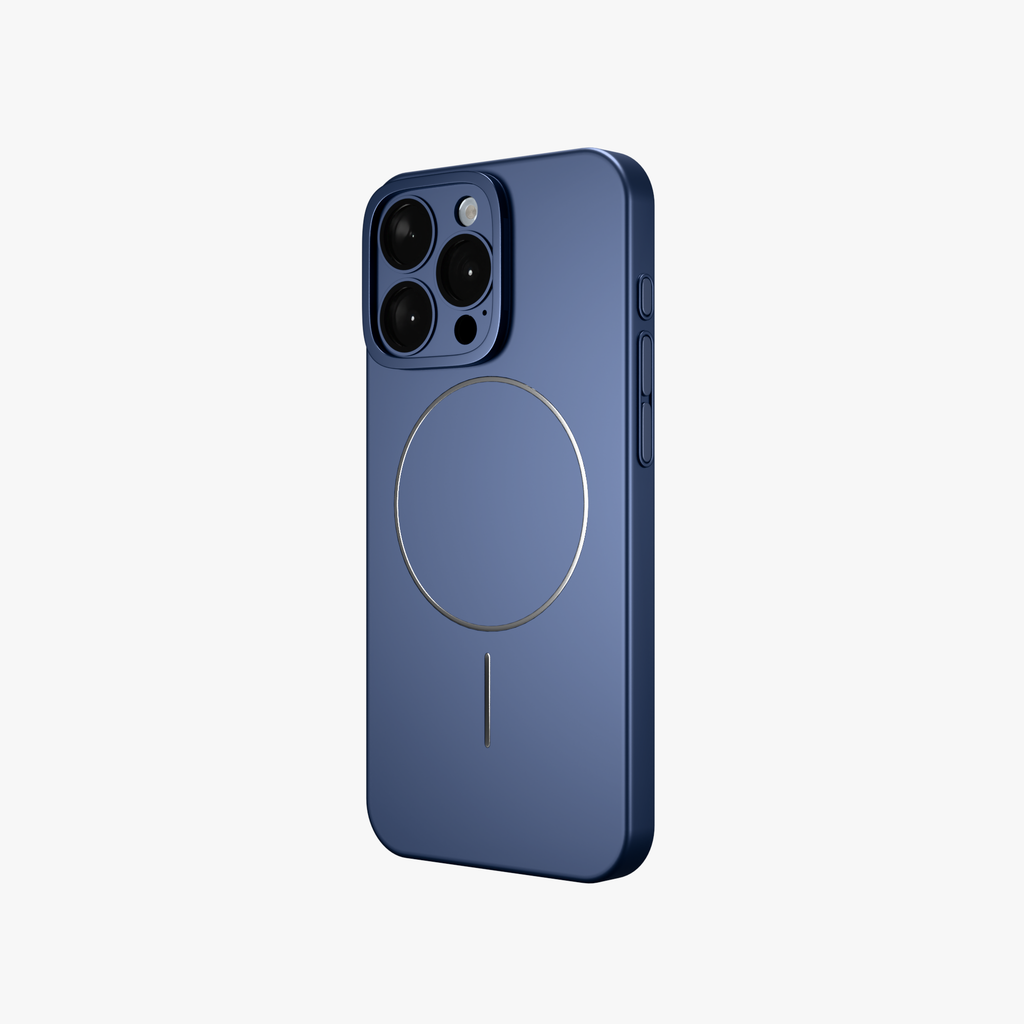 CamSafe –  Blue Minimal phone case with Kickstand & LensGuard for iPhone 15 pro
