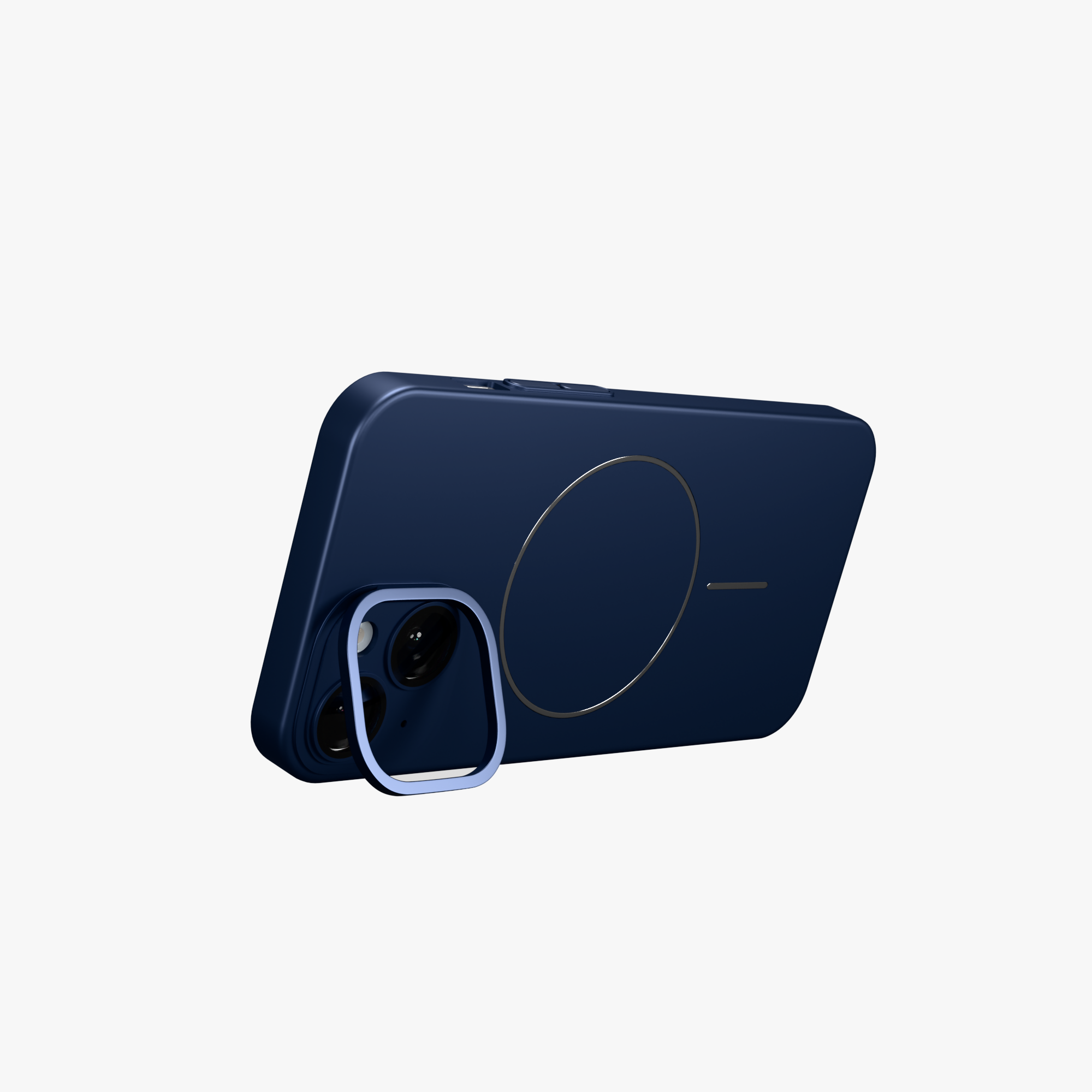 CamSafe – Blue Minimal phone case with Kickstand & LensGuard for iPhone 15