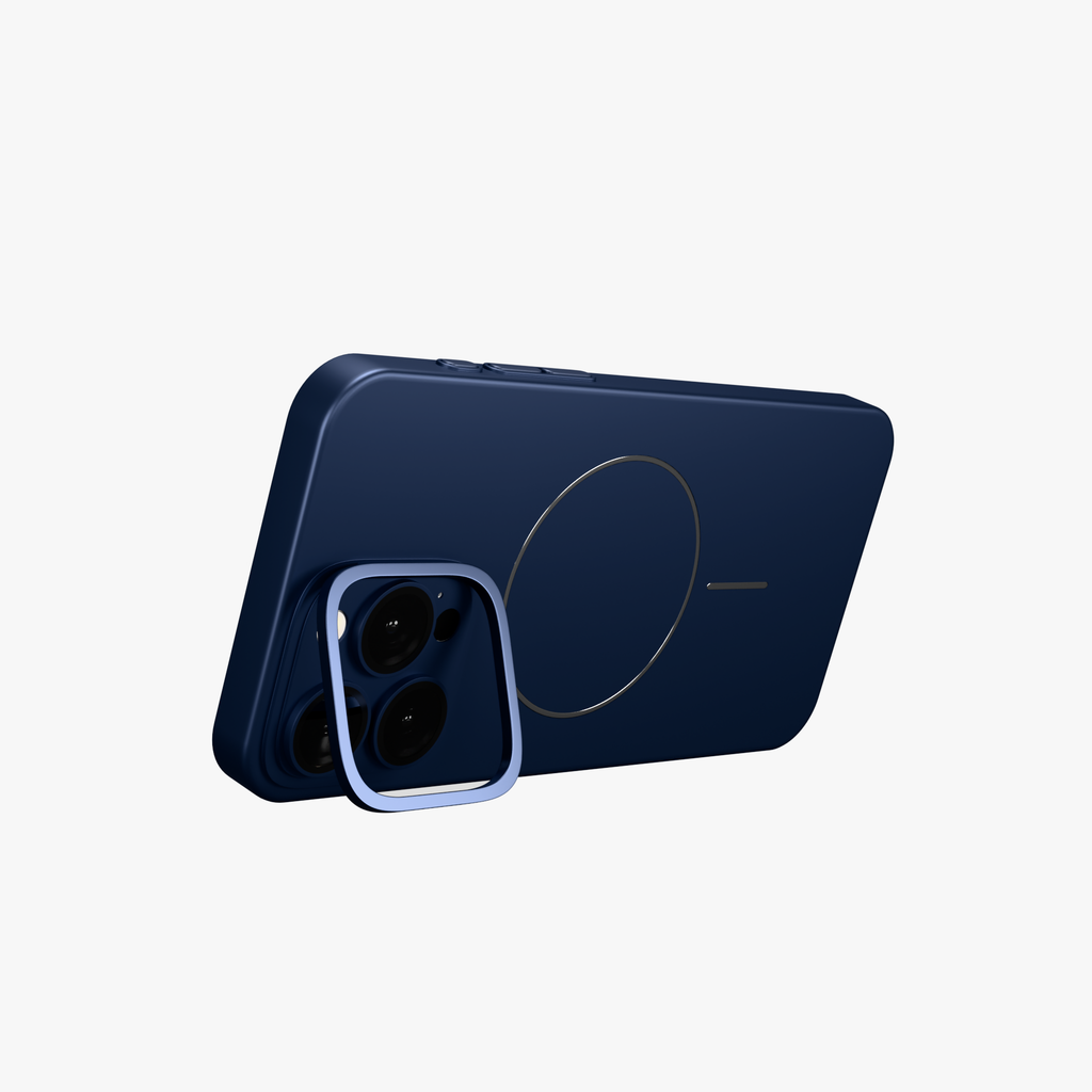 CamSafe – Blue Minimal phone case with Kickstand & LensGuard for iPhone 15 pro max