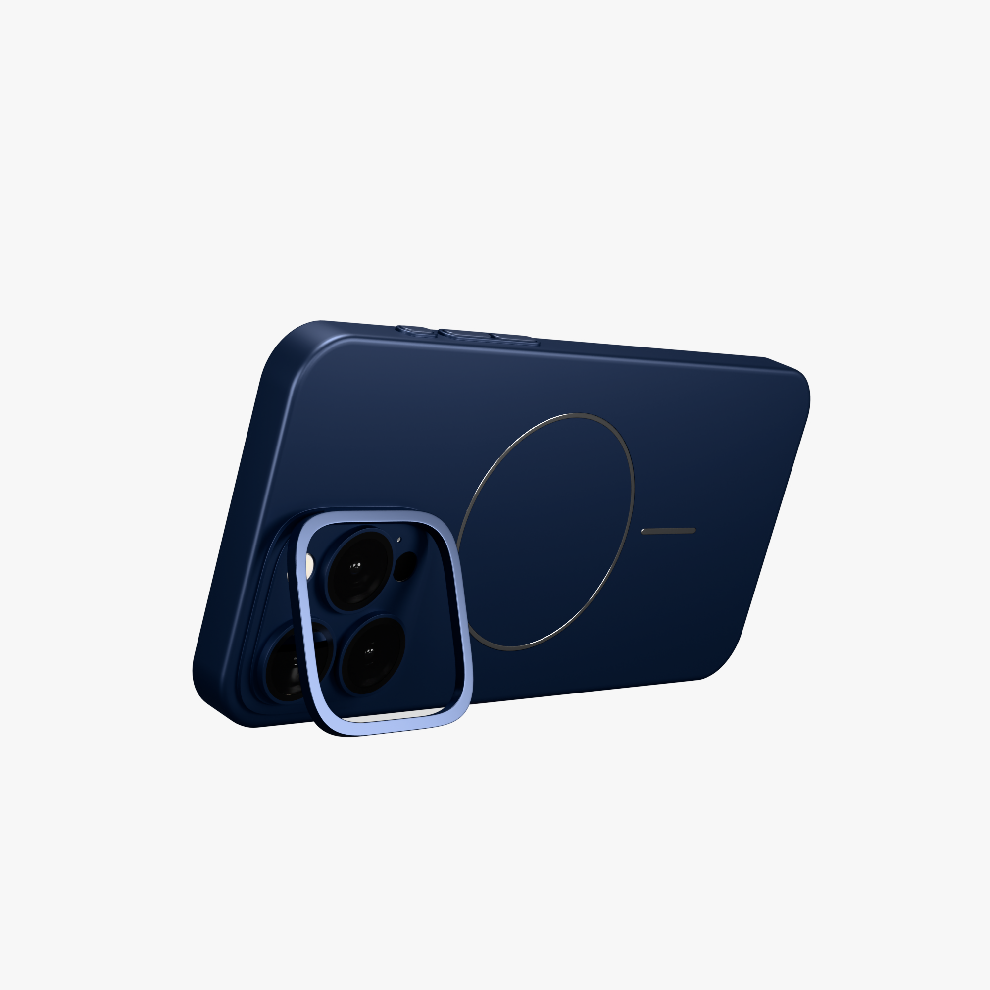 CamSafe – Blue Minimal phone case with Kickstand & LensGuard for iPhone 15 pro max