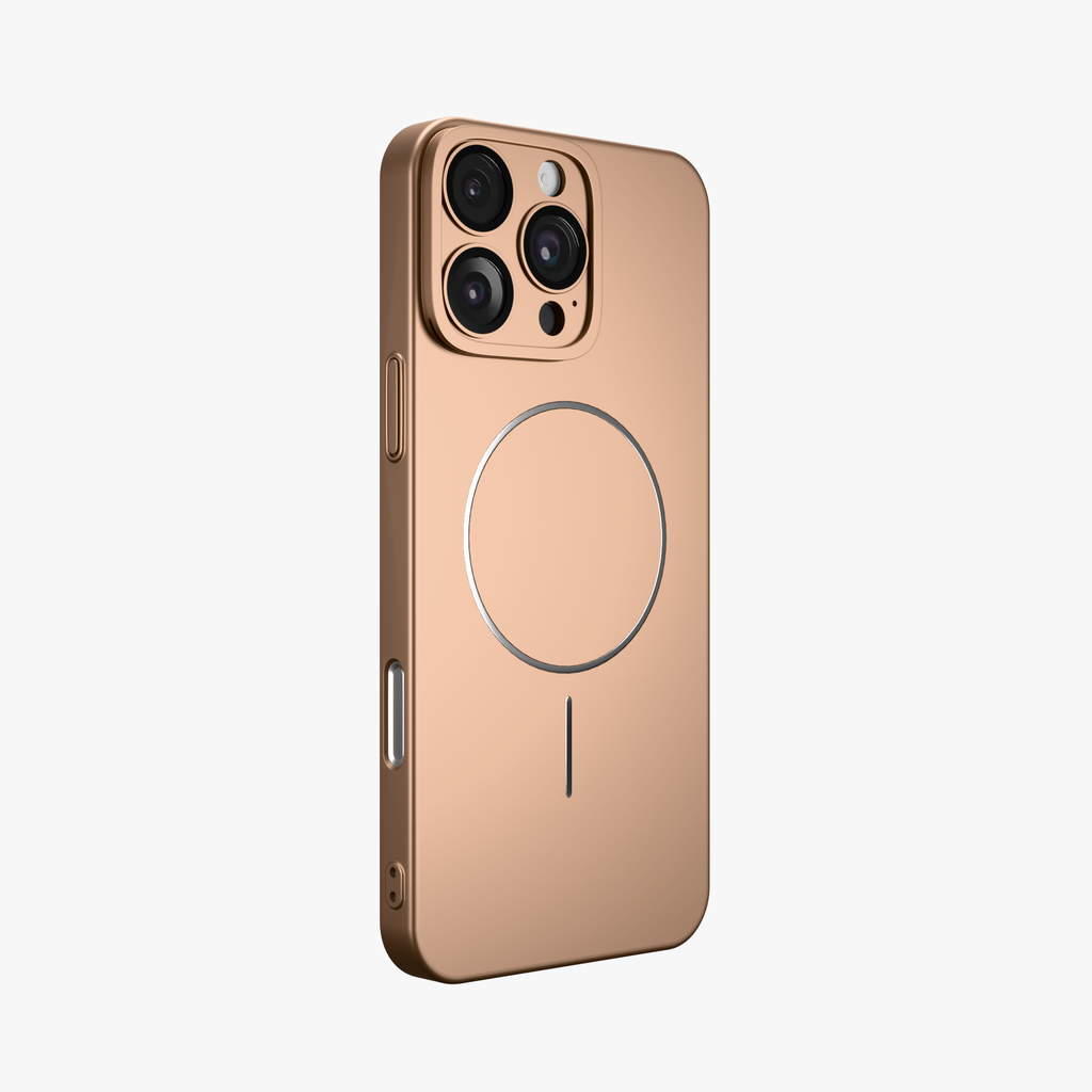 CamSafe – Brown Minimal phone case with Kickstand & LensGuard for iPhone 16 pro max